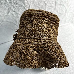 Tropical Trends Paper hat women lightweight summer sun hat tan with paper flower